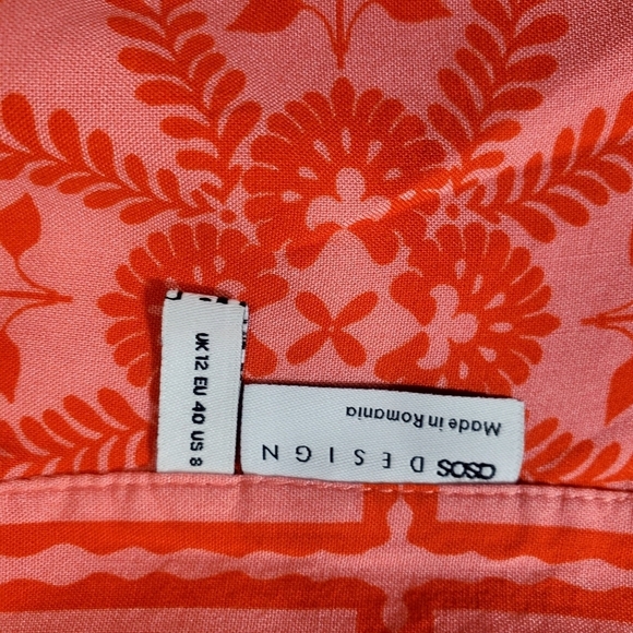 Asos Pink Red Floral Bandana Shirt Dress Buttoned Oversized Short Sleeve Sz 8 - Picture 13 of 13